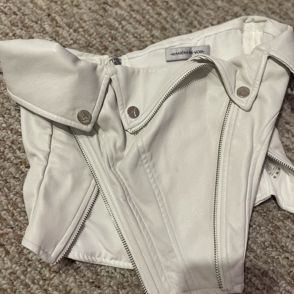 Maniere de voir white leather corset top